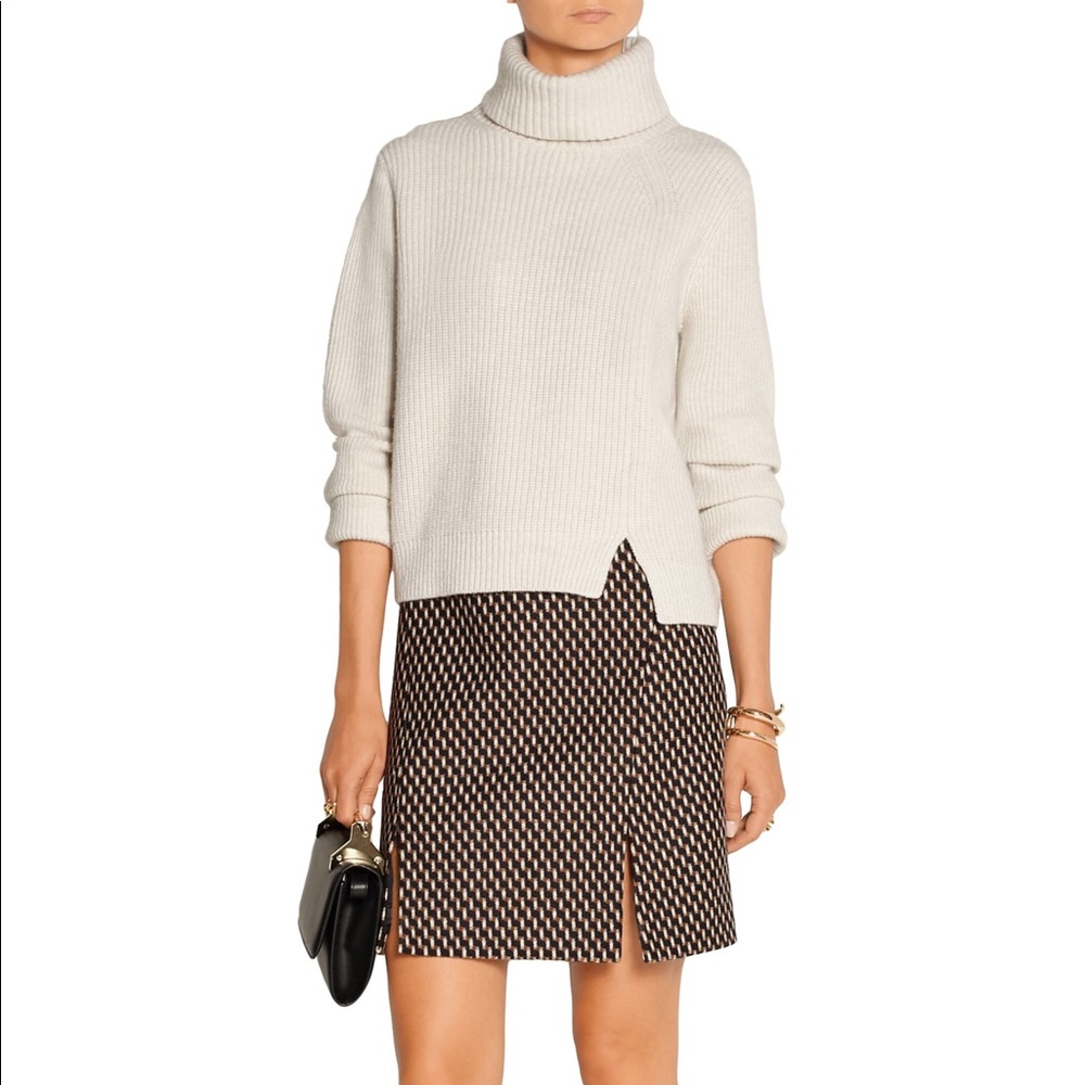 WES GORDON Double Slit Brown Wool Mini Skirt 6